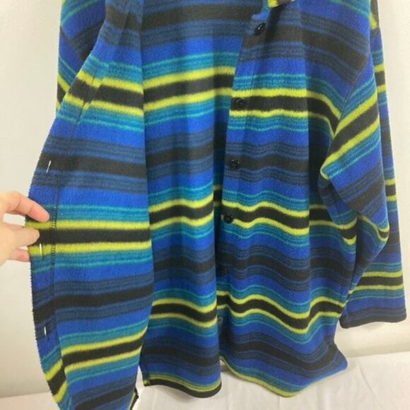 Womens Vintage‎ Chaus Sport Fleece Shacket Blue Green Black L - Picture 3 of 5